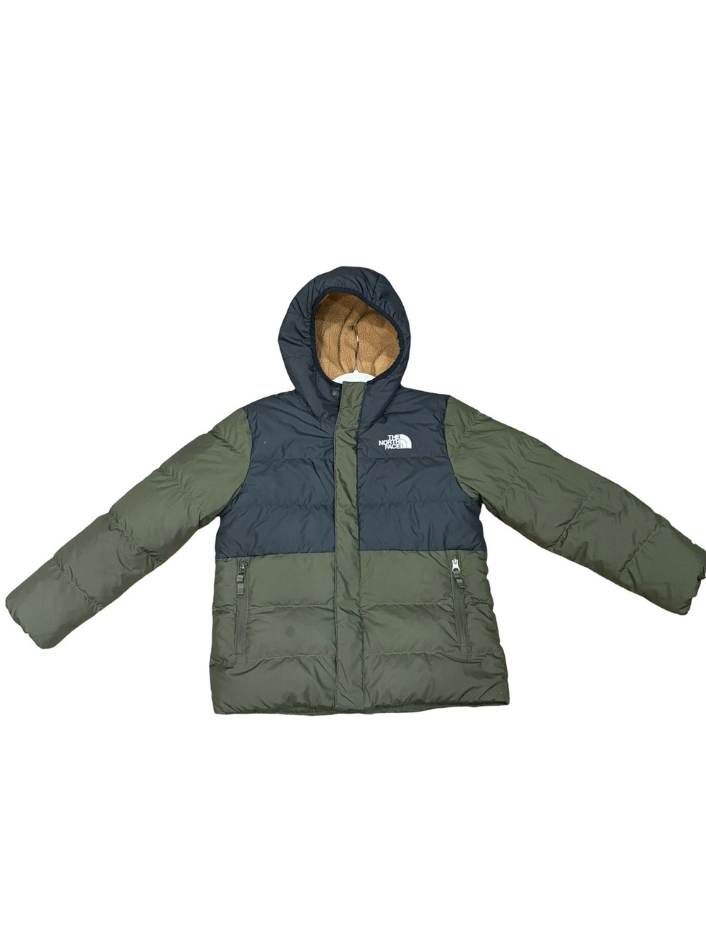 🌿 The North Face Kids 600 Fill Down Puffer Jacket Olive and Black Size Medium - Picture 5 of 15